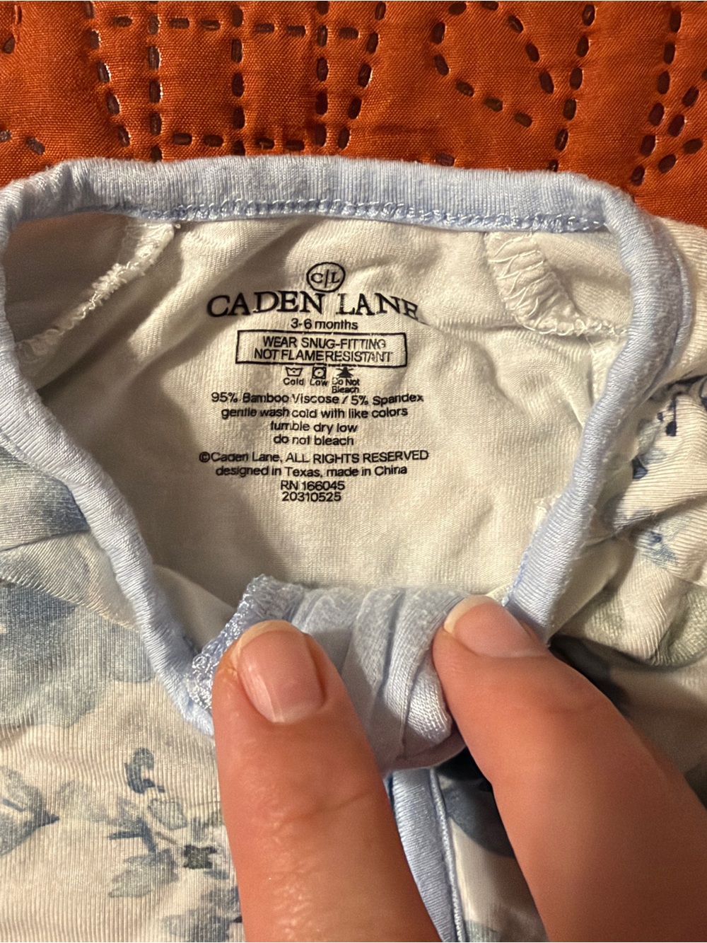 Caden Lane Light Blue Floral Infant Onesie 3-6M